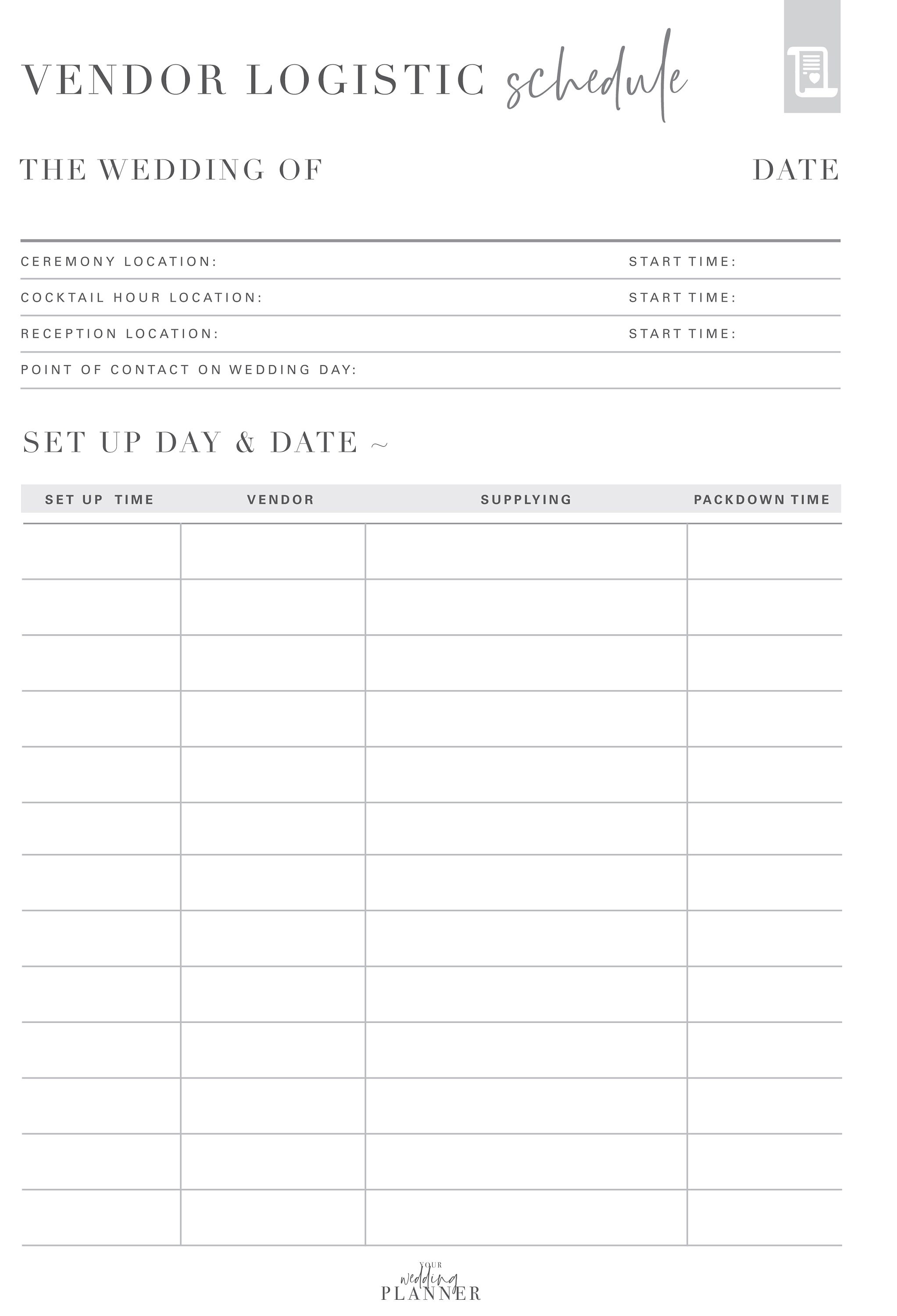 Wedding Day Runsheet Template PDF Etsy