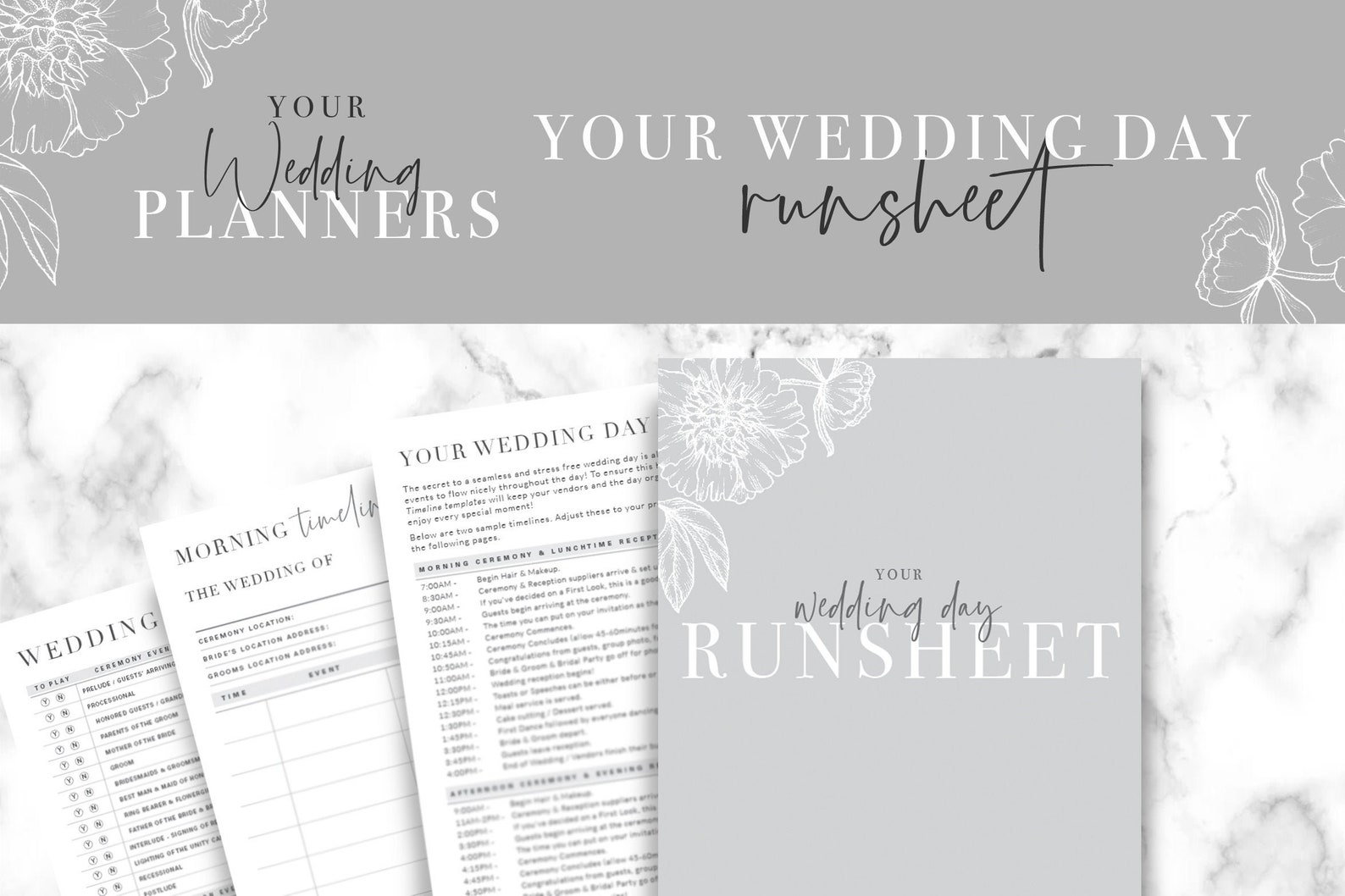 Wedding Day Runsheet Template PDF Etsy