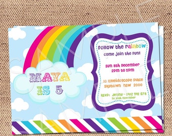 Rainbow Invitations - JPG or PDF digital file only