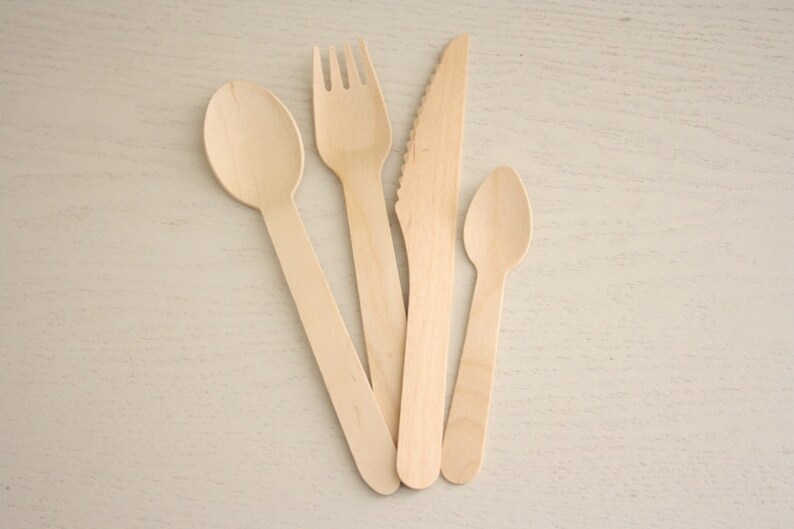 10 Wooden Spoons Wooden Disposable Cutlery Spoons Etsy Australia