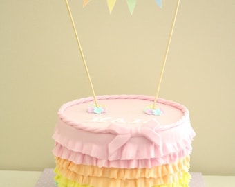 Mini Cake Bunting / Banner (Pastel Colours) - Instant Download - Make your own cute bunting banner as a cake topper!