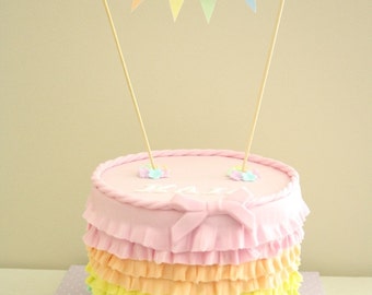 Mini Cake Bunting / Banner (Pastel Colours) - Instant Download - Make your own cute bunting banner as a cake topper!