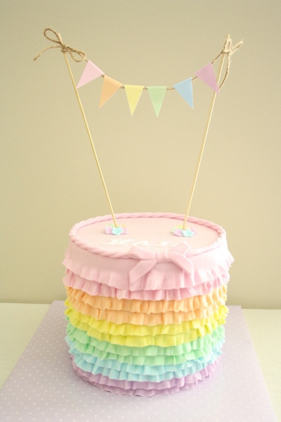 Mini Cake Bunting / Banner (Pastel Colours) Instant Download Make