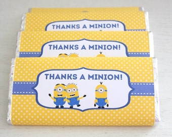 Instant Download - Chocolate Bar Wrappers - Minion