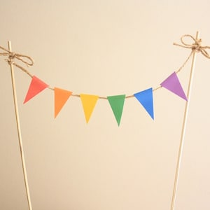 Mini Cake Bunting / Banner (Bright Colours) - Instant Download - Make your own cute bunting banner as a cake topper!