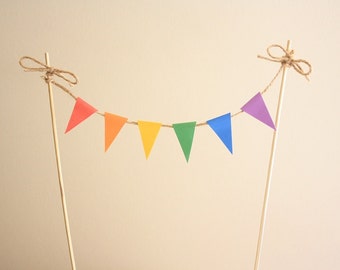 Mini Cake Bunting / Banner (Bright Colours) - Instant Download - Make your own cute bunting banner as a cake topper!