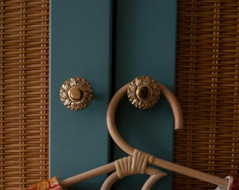 Handmade Brass Floral Round Knob - Drawer Knob | Cabinet knobs| Hook| Floral pommel| decorative button