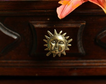 Handmade Brass Sun Knob - Drawer Knob | Cabinet knobs| Hook| Pommel| decorative button