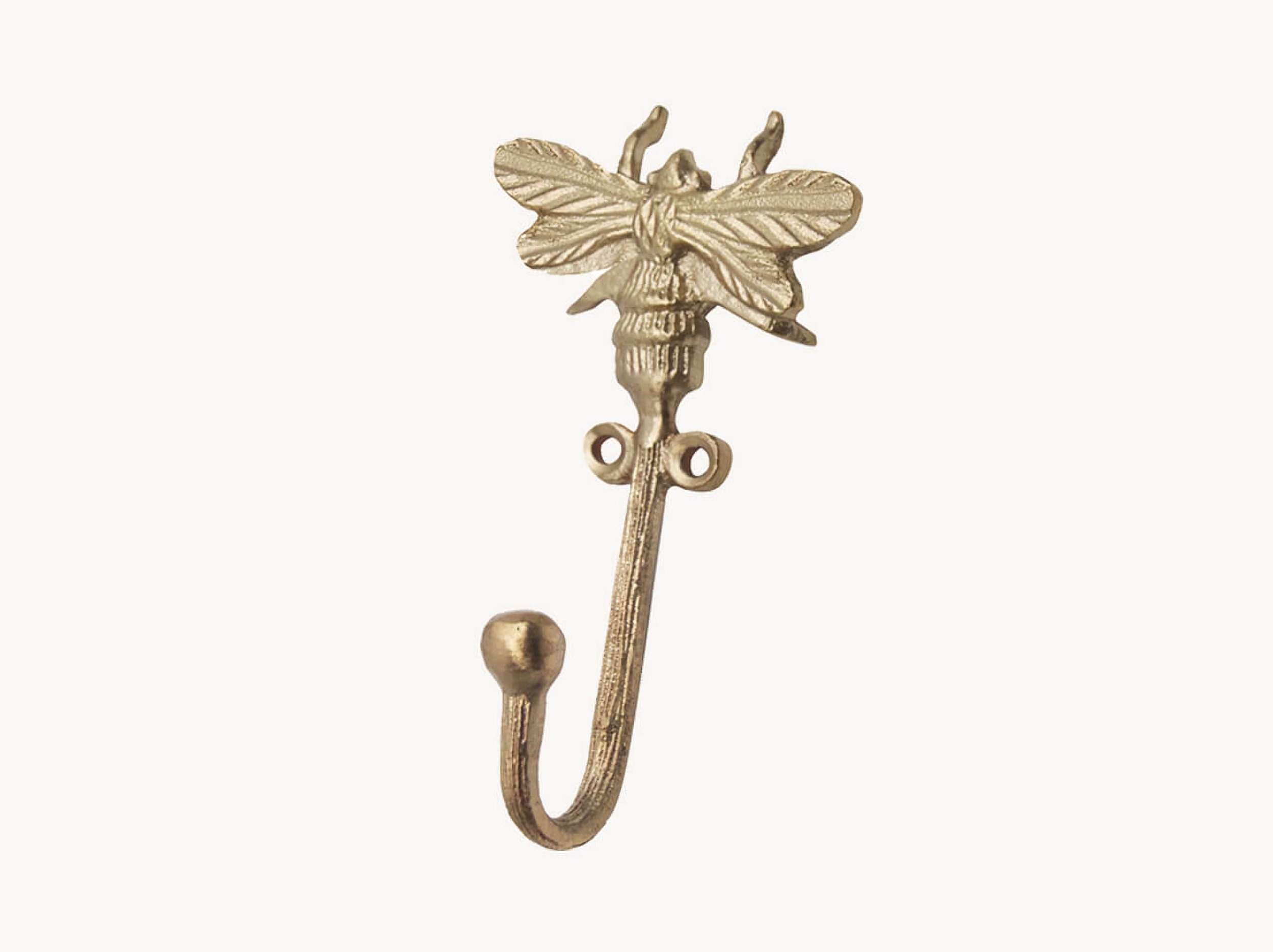 Crochet Abeille en Laiton Fait à La Main, Portes Manteaux Design, Patère Reine Des Abeilles, Crochet