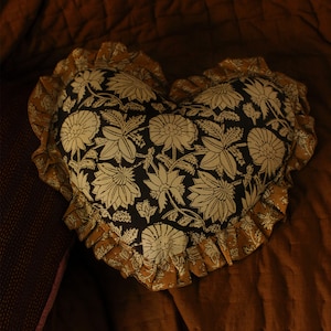 Handmade Cotton Cushion | Heart shape with floral pattern | Heart pillow | love decor
