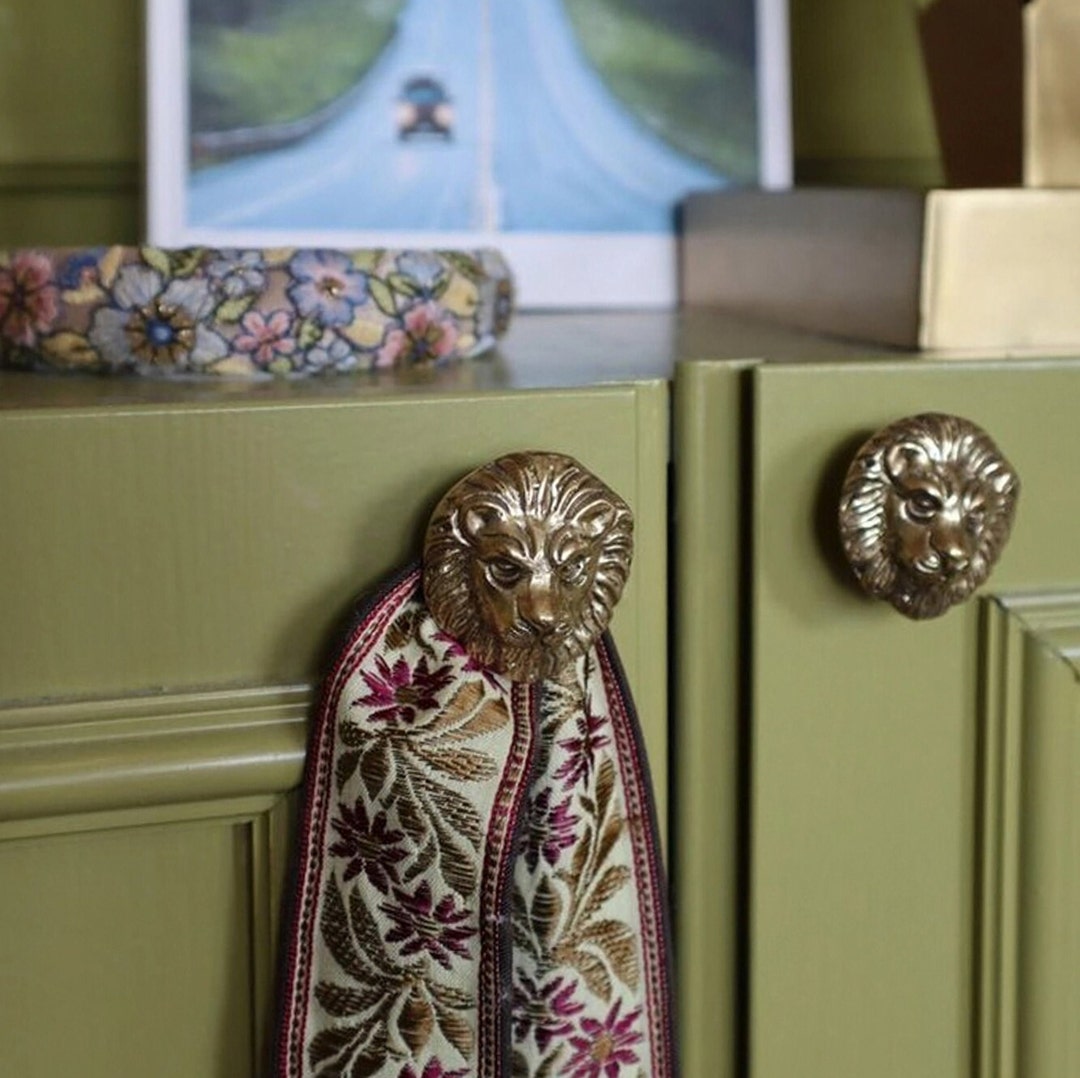 Handmade Brass Lion Knob Drawer Knob Knobs Door Etsy