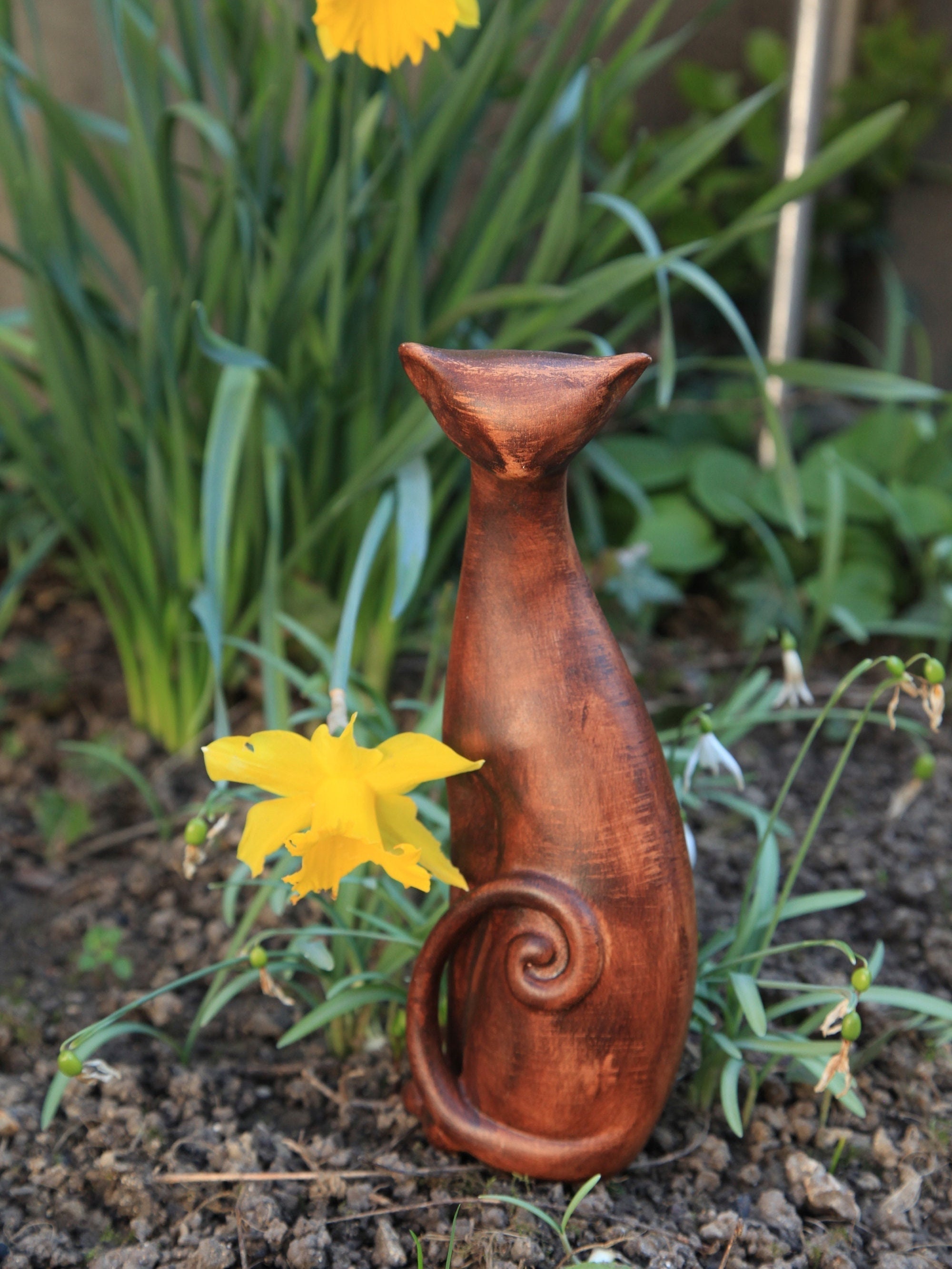 statue de Chat en Céramique, Figurine Animale Décor