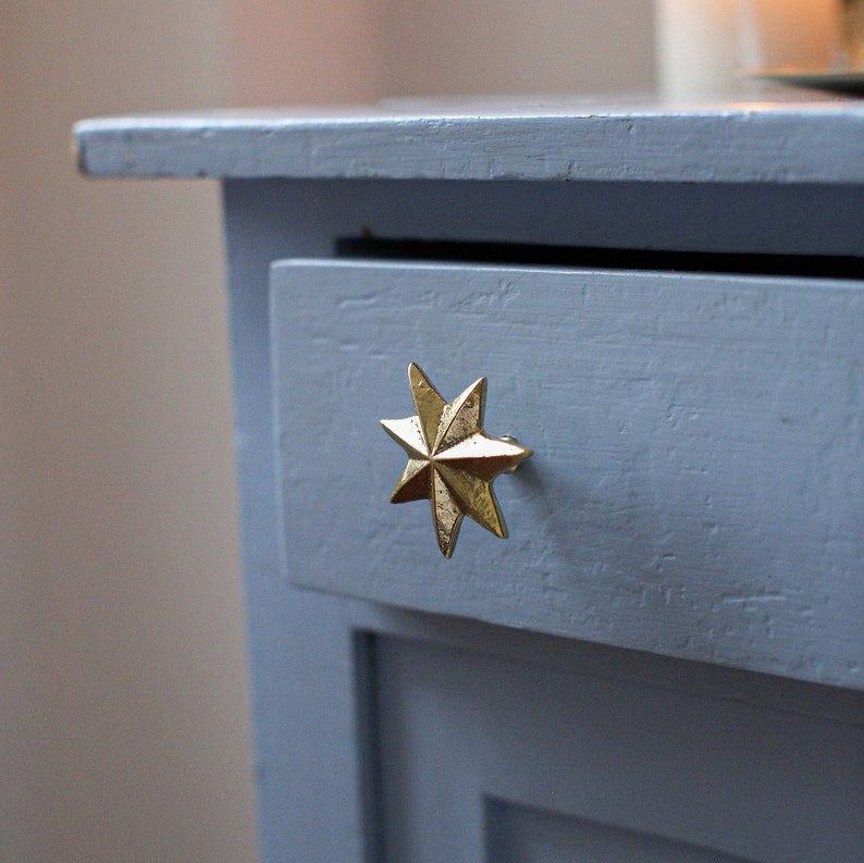 Handmade Brass Star Knob Drawer Knob Cabinet knobs Hook Pommel decorative button image 1