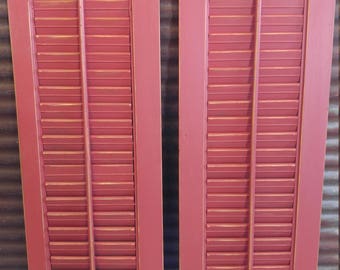 Set of 2 Wood Shutters - lafonda Antique Red Distressed