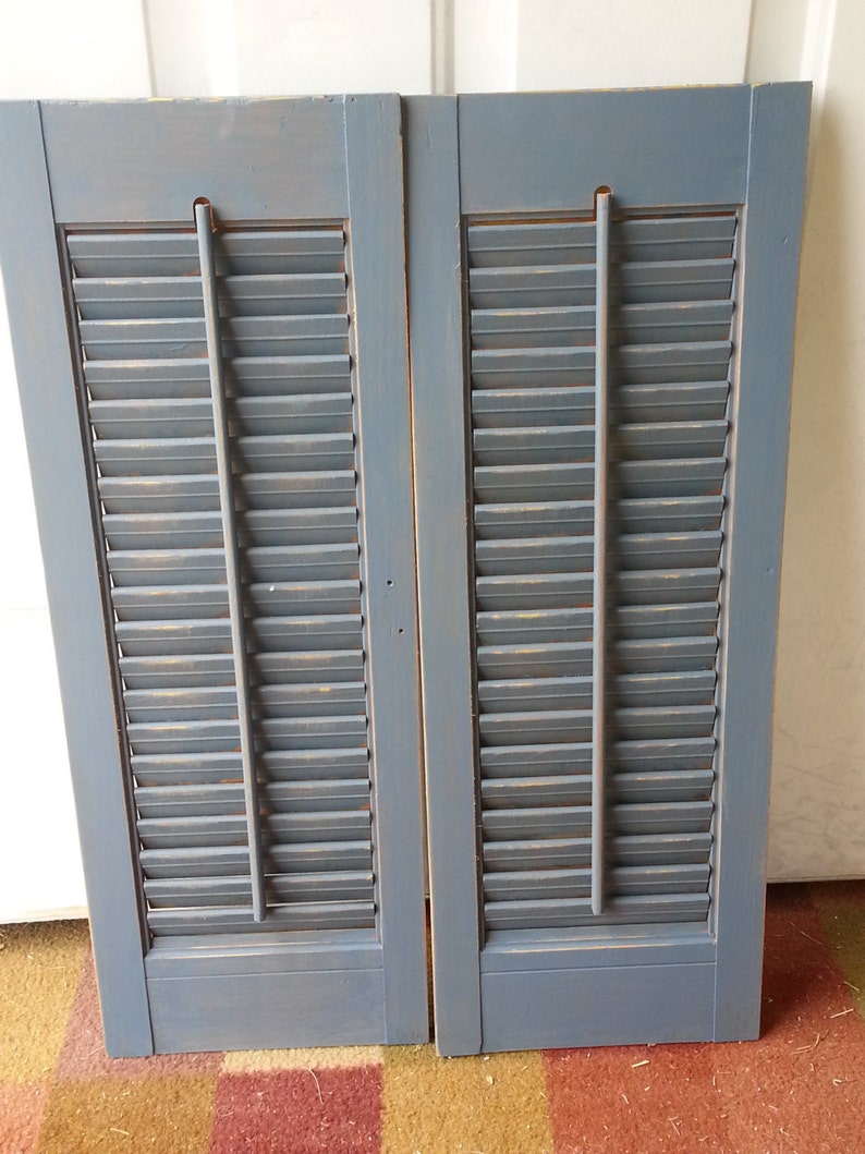 Set of 2 Wood Shutters - Bungalow Blue - Antique Distressed - Etsy