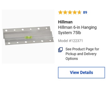 Set of 2 - 6" Hillman wall hangers