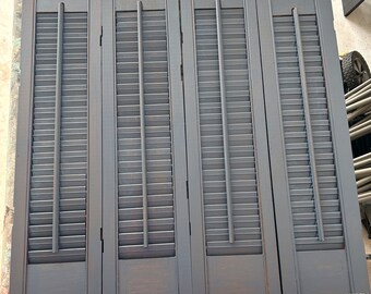 Set of 4 Wood Shutters - Country Blue Distressed