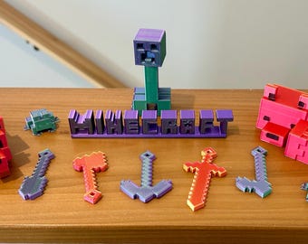 3D Printed Minecraft Set - 11 Pieces