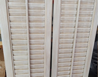 Set of 2 Wood Shutters - Puppy Love and White Distressed