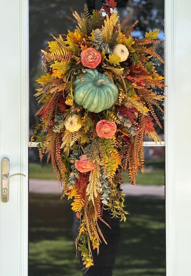 Autumn Door Swag, Cascading Ferns, Rustic Fall Decor - Etsy