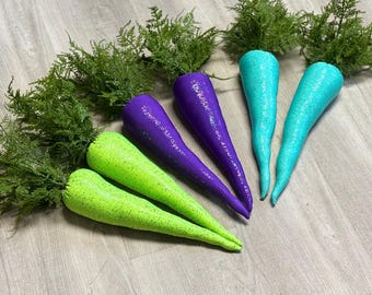Fabric carrots,  carrots, Easter carrots, Easter decor, large carrot, tabletop, Easter, velvet carrot, sequin carrot