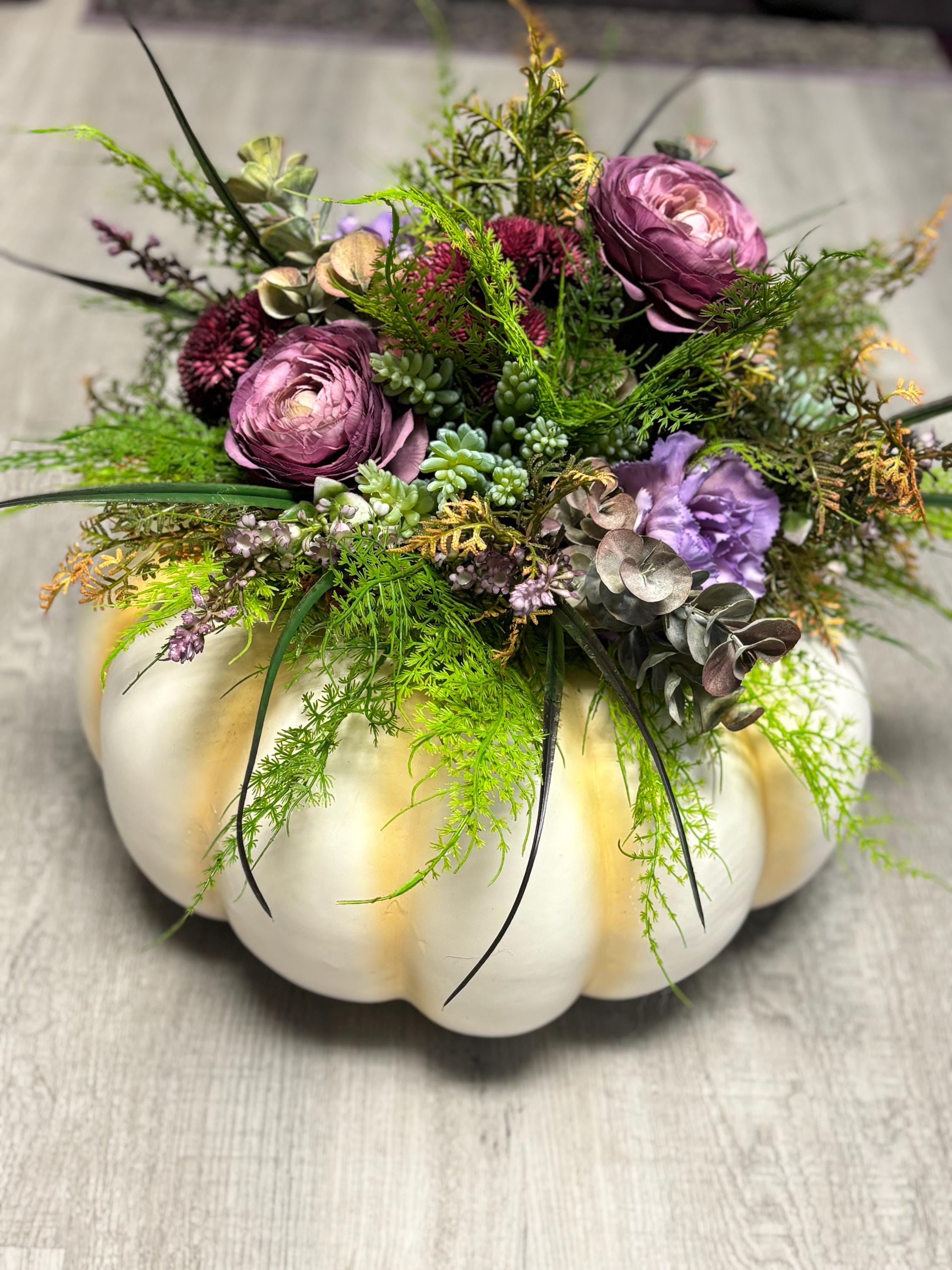 White Pumpkin Floral Centerpiece