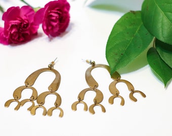 Gold brass chandelier earrings