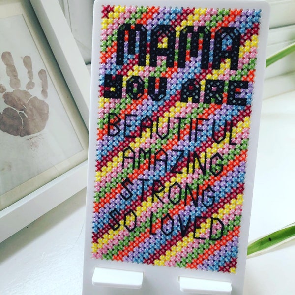 Mama / Dada you are counted cross stitch phone stand kit