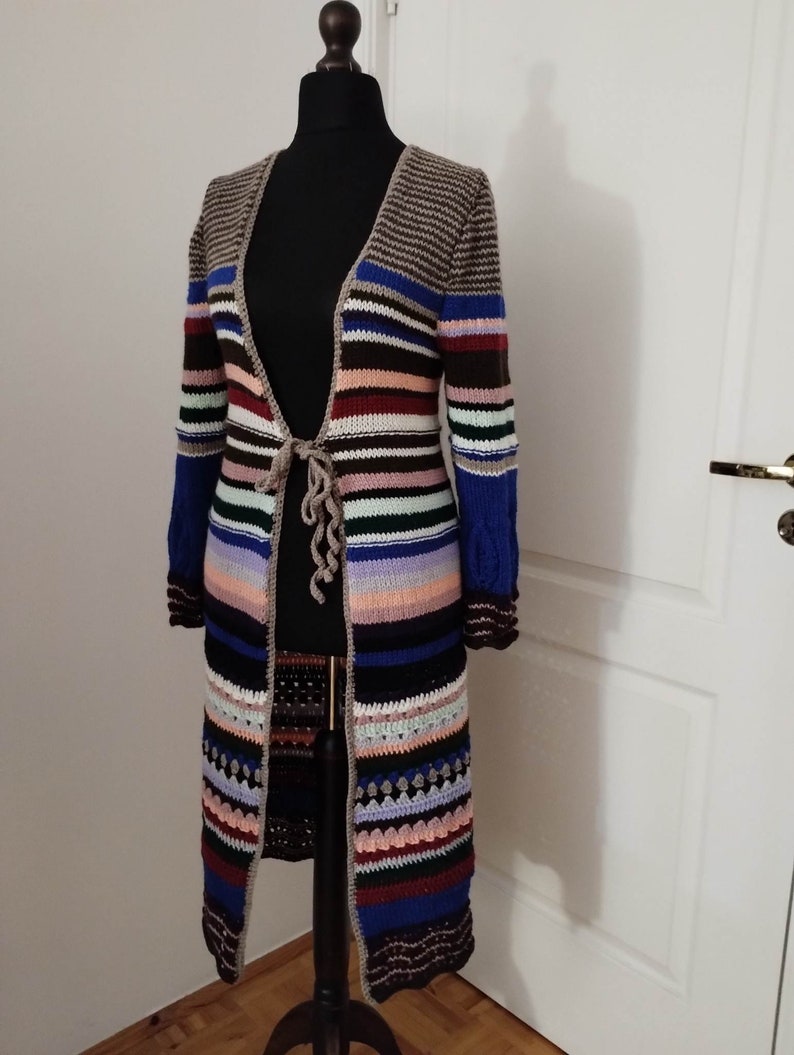 Crochet coat,, long coat, sweater, cardigan hand crafted, long cardigan sweater, made to order image 3