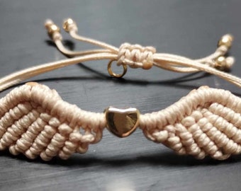 Bracelet, macrame, macrame bracelet made of string, wings, hand made