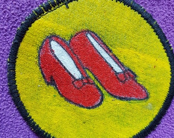 Inspired by The Wizard of Oz, ruby slippers denim patch.