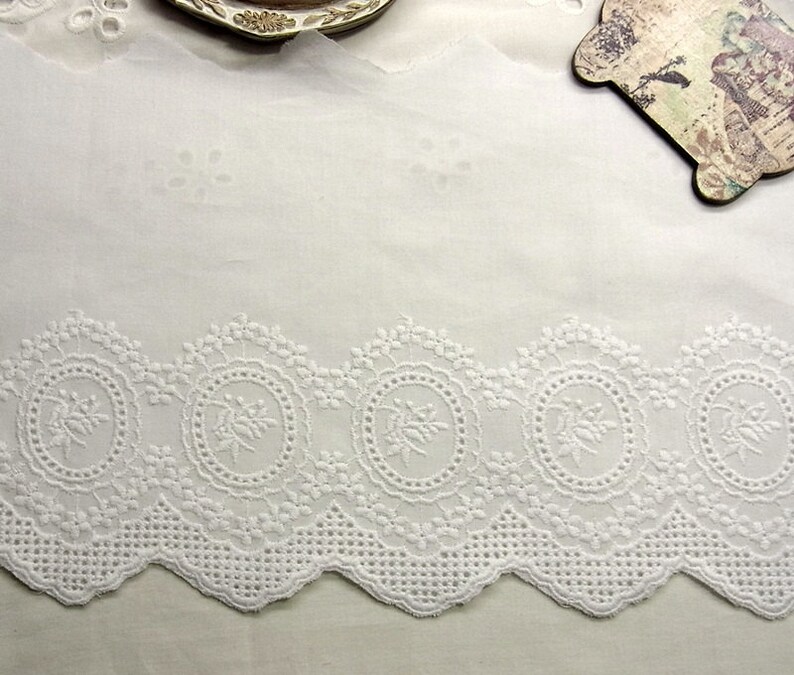 1yard Embroidery Cotton Eyelet Lace Trim 17.5cm Wide White Etsy