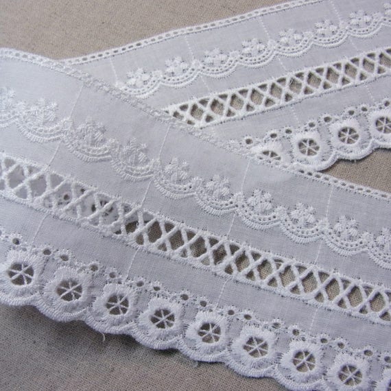 9/" Scalloped Eyelet Patterned Emboidered Cotton Lace Trims Pack of 15 yards