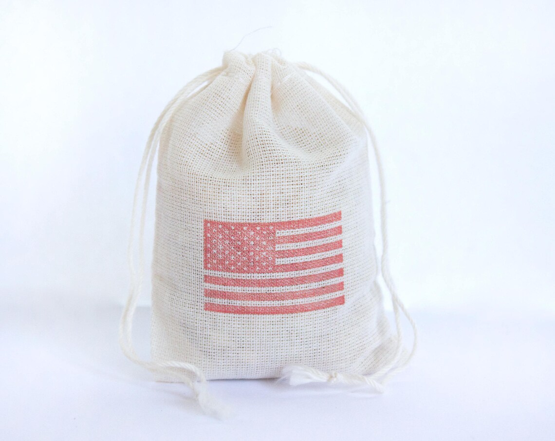 American Flag Bag Set 15 With Stamp Gift Sack 4th July Etsy