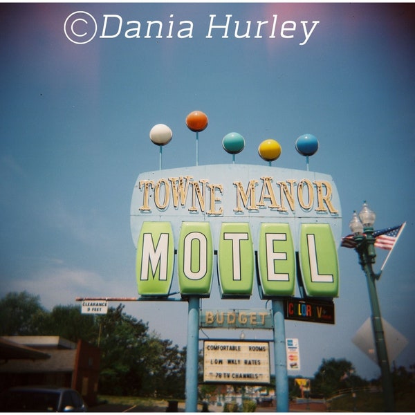 Nostalgic Holga 120 film 300 dpi Digital Download Photography Art Wall Decor - Towne Manor Motel, Canton, Ohio Retro Midcentury