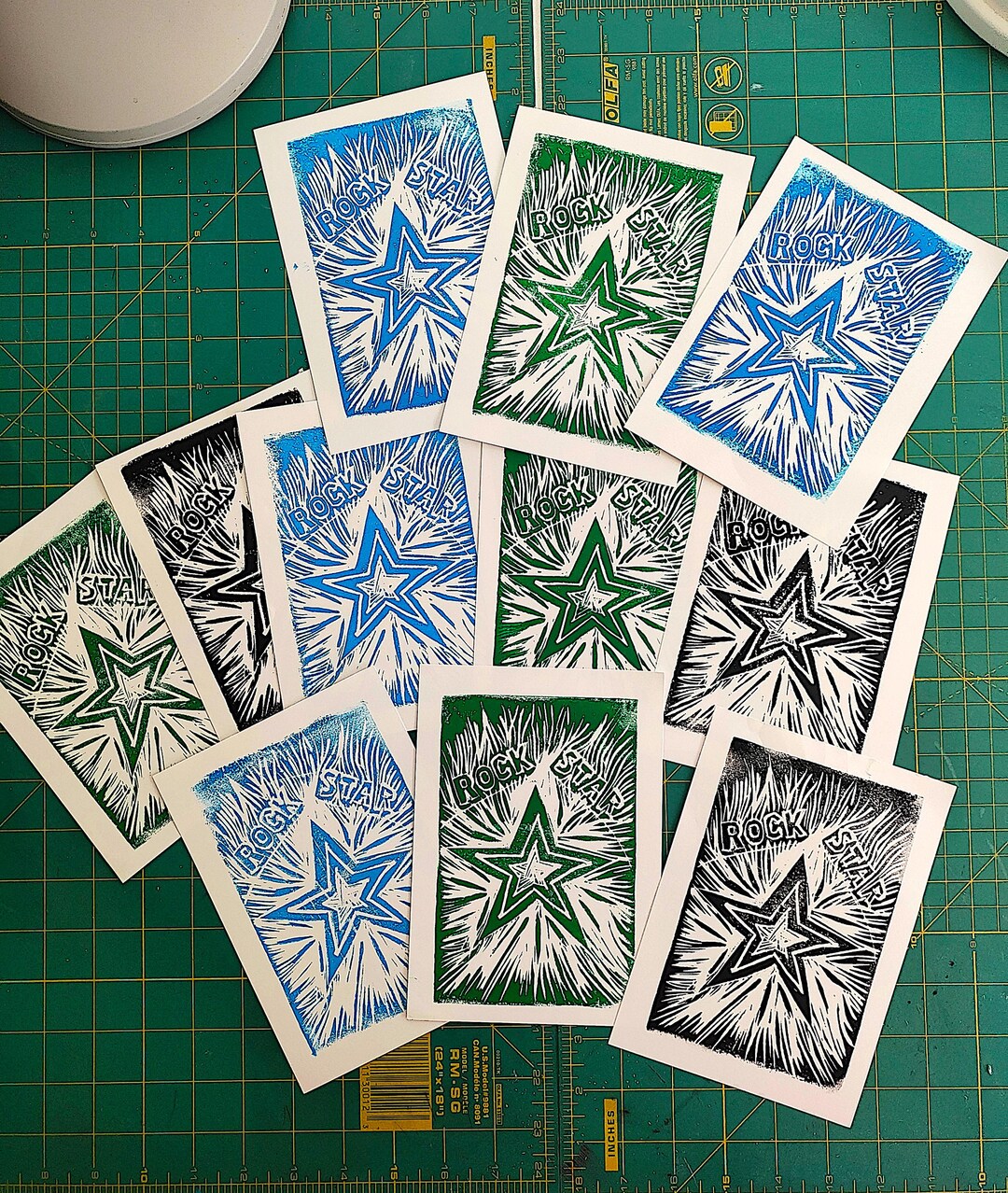 Rock Star Linocut Art Print: Downloadable Blockprint (5x7 In) - Etsy
