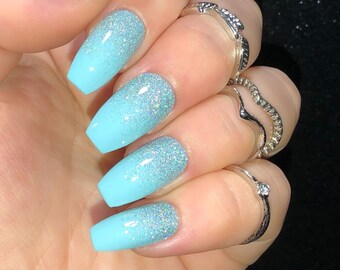 Baby Blue Fake Nails Etsy