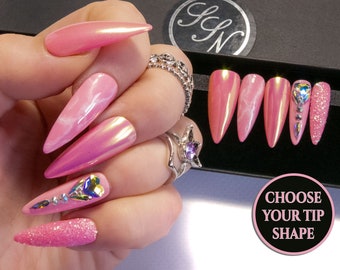 Press On Nails Hand Painted Fake Nails Von Sarahssparklesnails