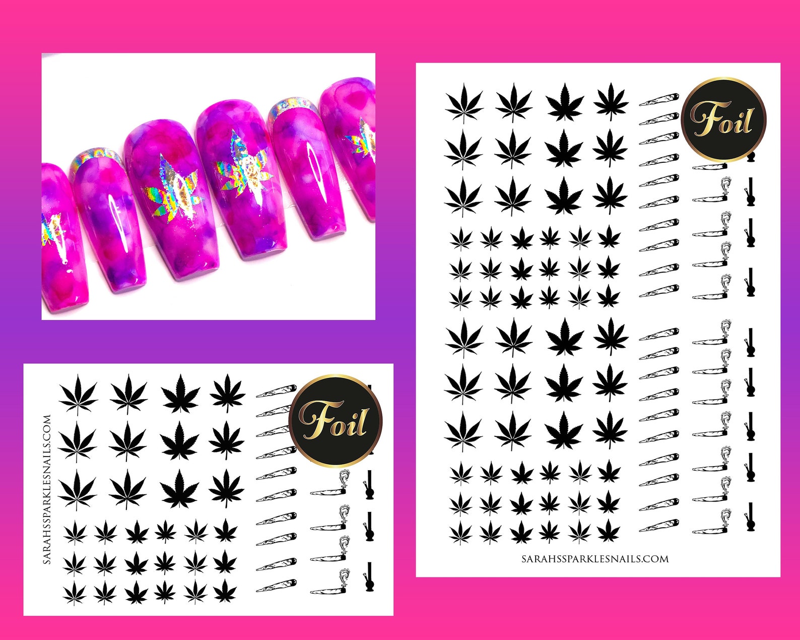 Nail Decals Waterslide Nail Decals Nail Transfers Weed Etsy