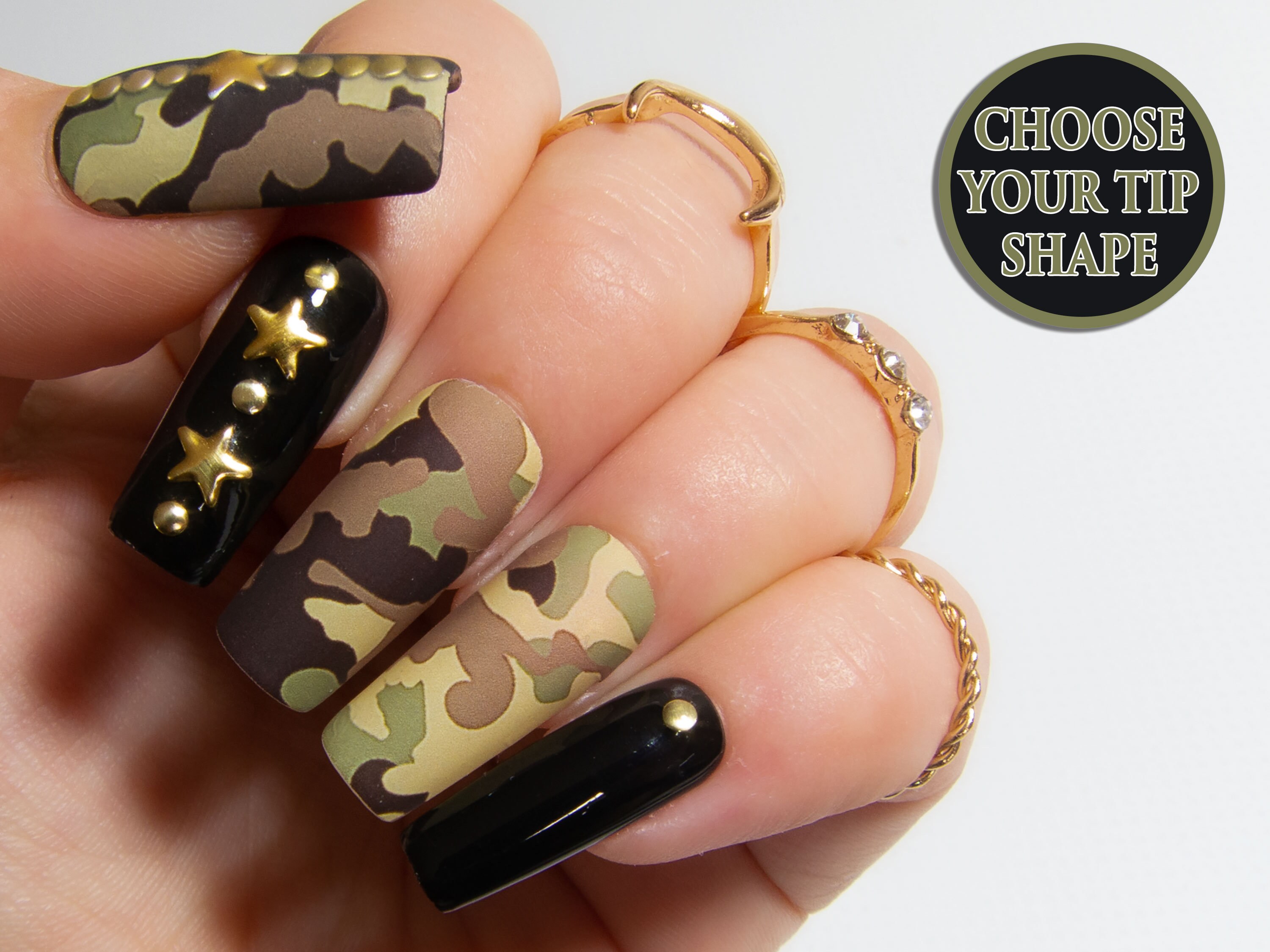 Camo Nails Matte Press on Nails Camouflage False Nail Set - Etsy Finland