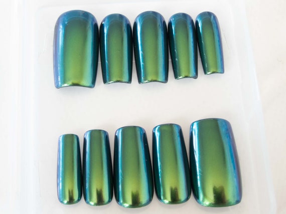 Mirror Powder Chrome Effect Art Nail Pigment Red Blue Purple Silver Green  Nails | eBay