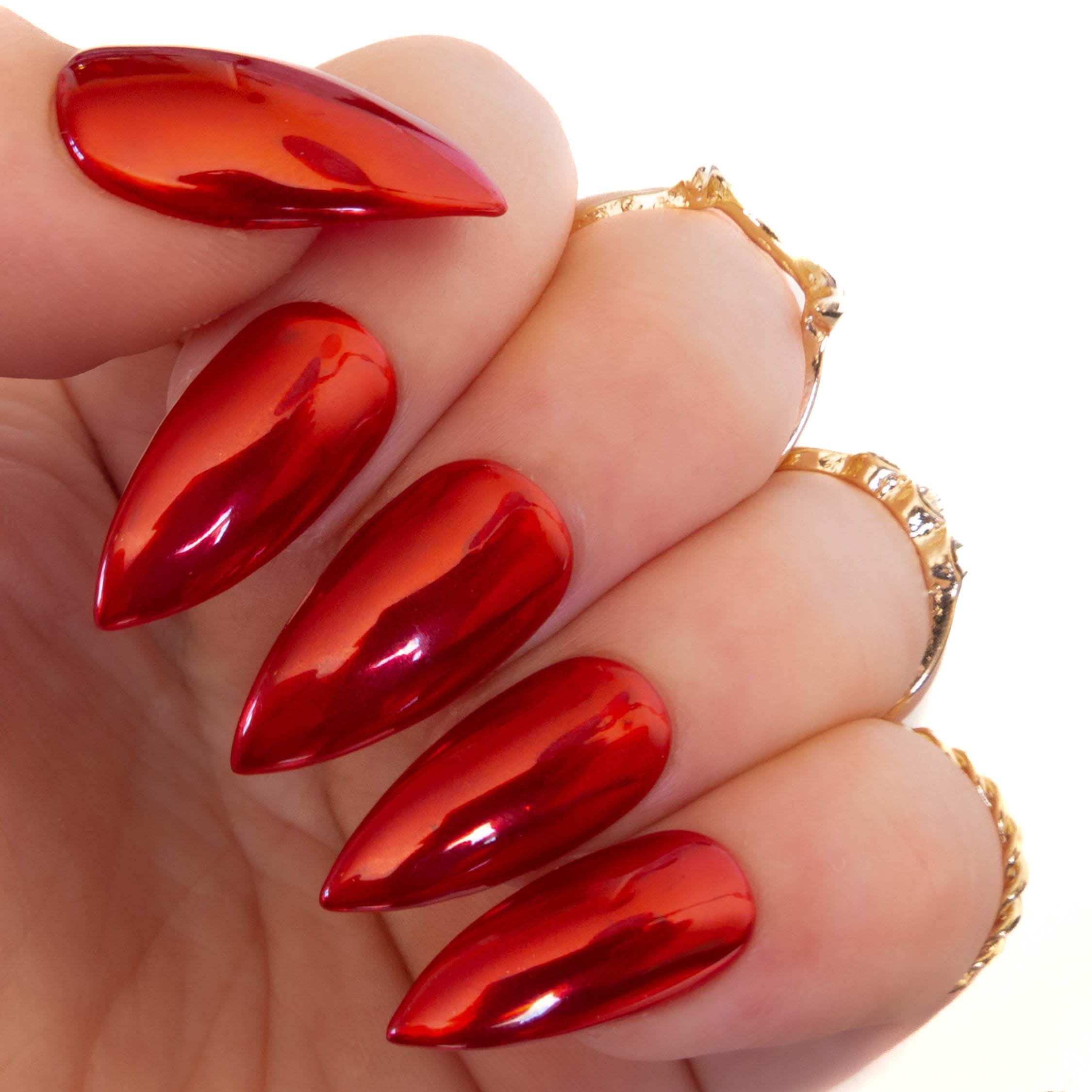 Red Chrome Nails 