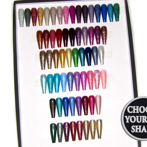 Glitter Press On Nails Sparkly False Nails with Glue CHOOSE YOUR SHADE image 1