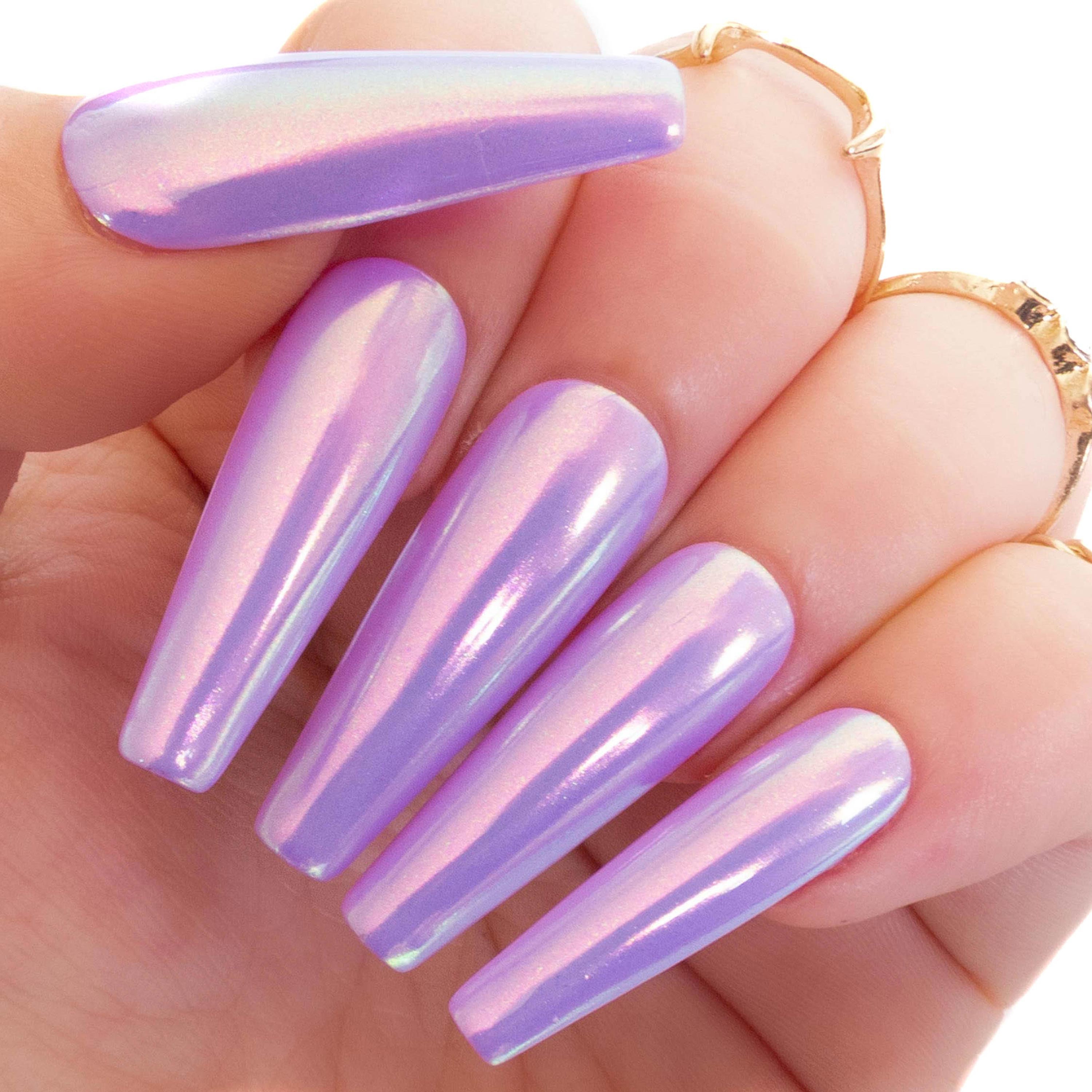 lavender chrome nails