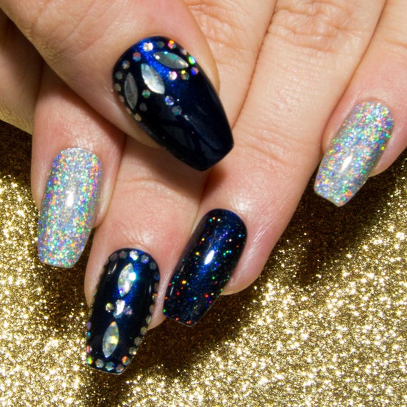 Best Of Coffin Blue And Gold Nail Designs Best Nail Art Best Of Coffin Blue And Gold Nail Designs Best Nail Art