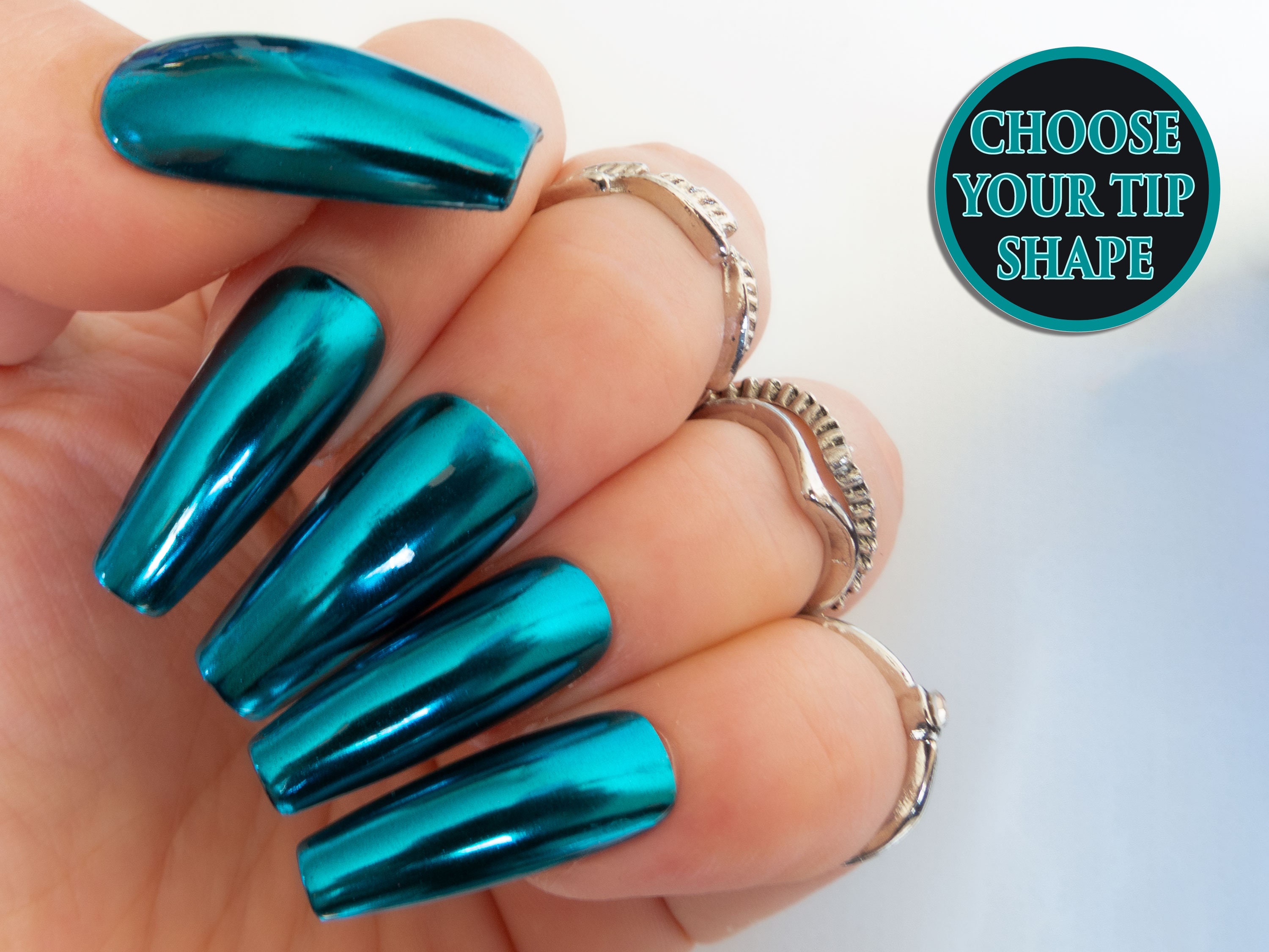 Metallic Green Nails - Etsy