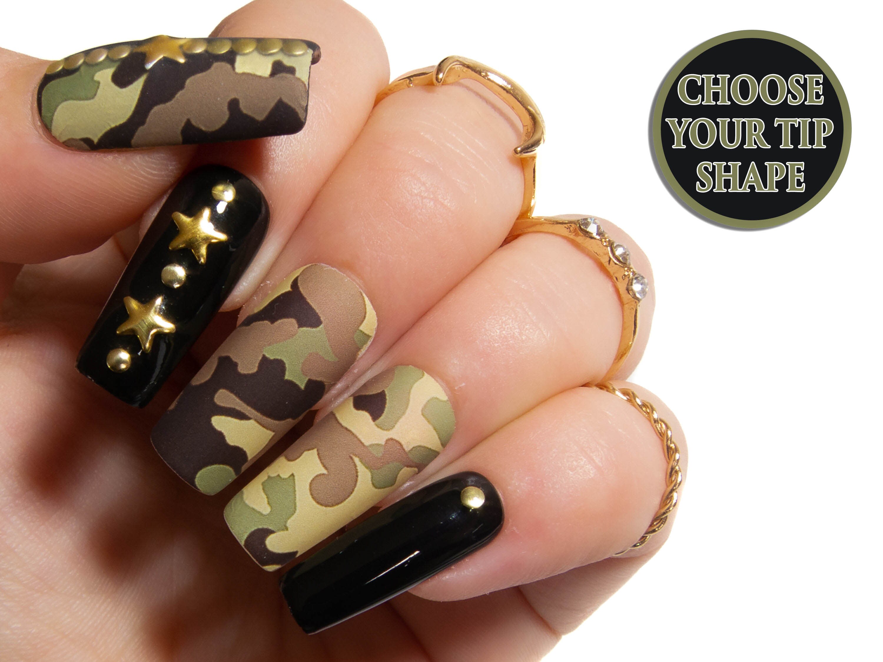 Camo Nails Matte Press on Nails Camouflage False Nail Set - Etsy