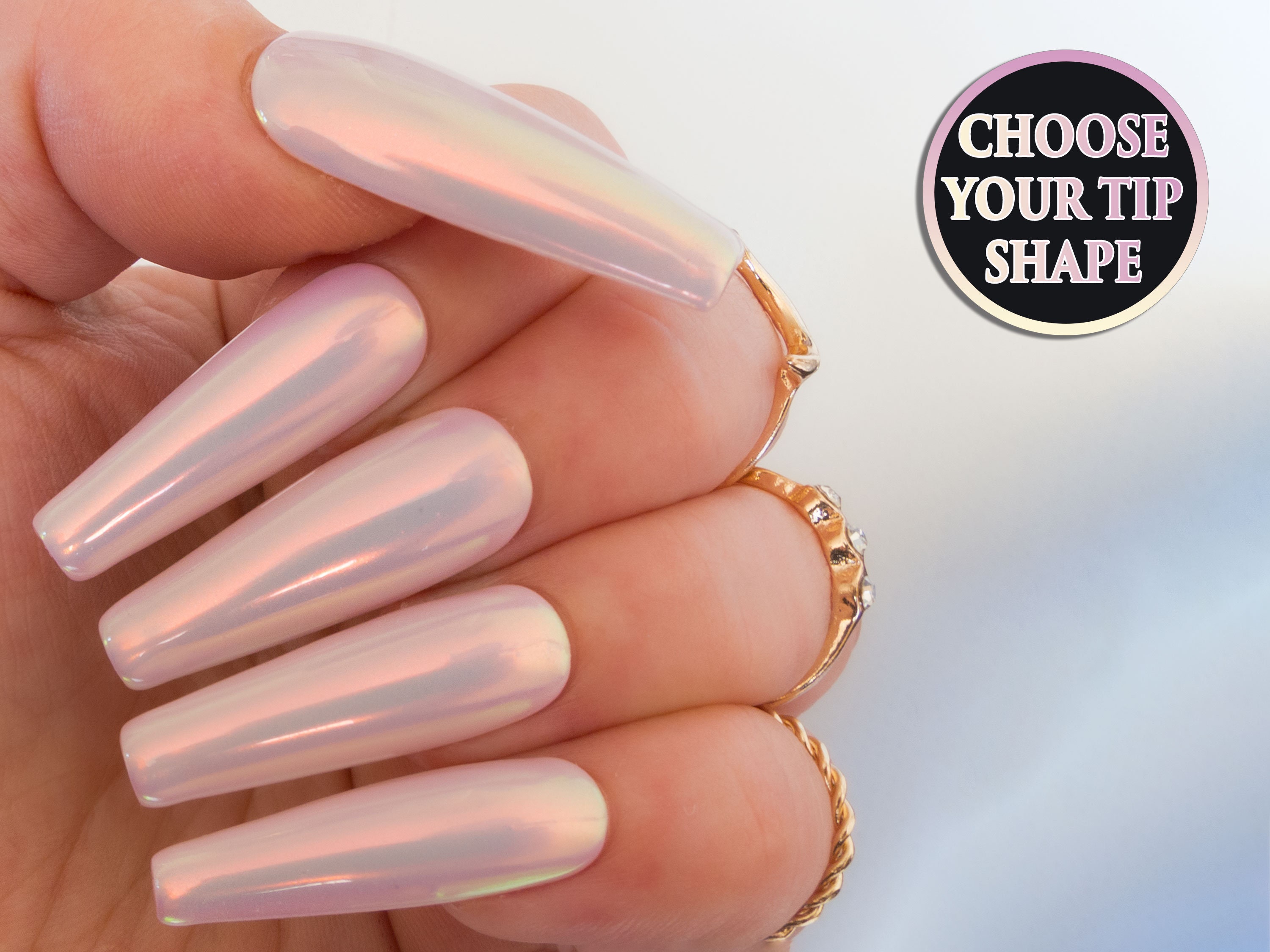 Glazed Doughnut Nails Hailey Bieber Nails Chrome Fake - Etsy