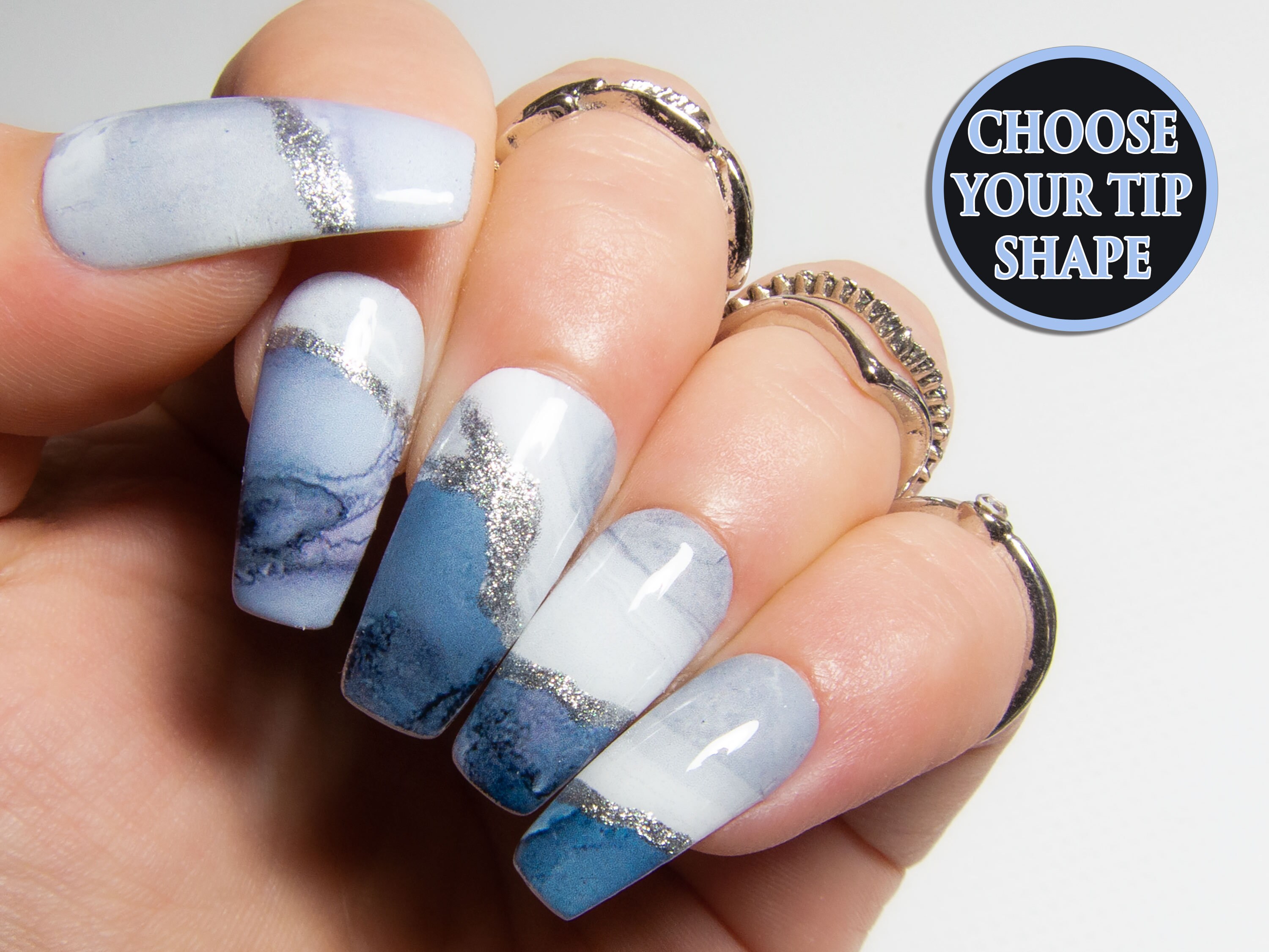 Grey False Nails - Etsy