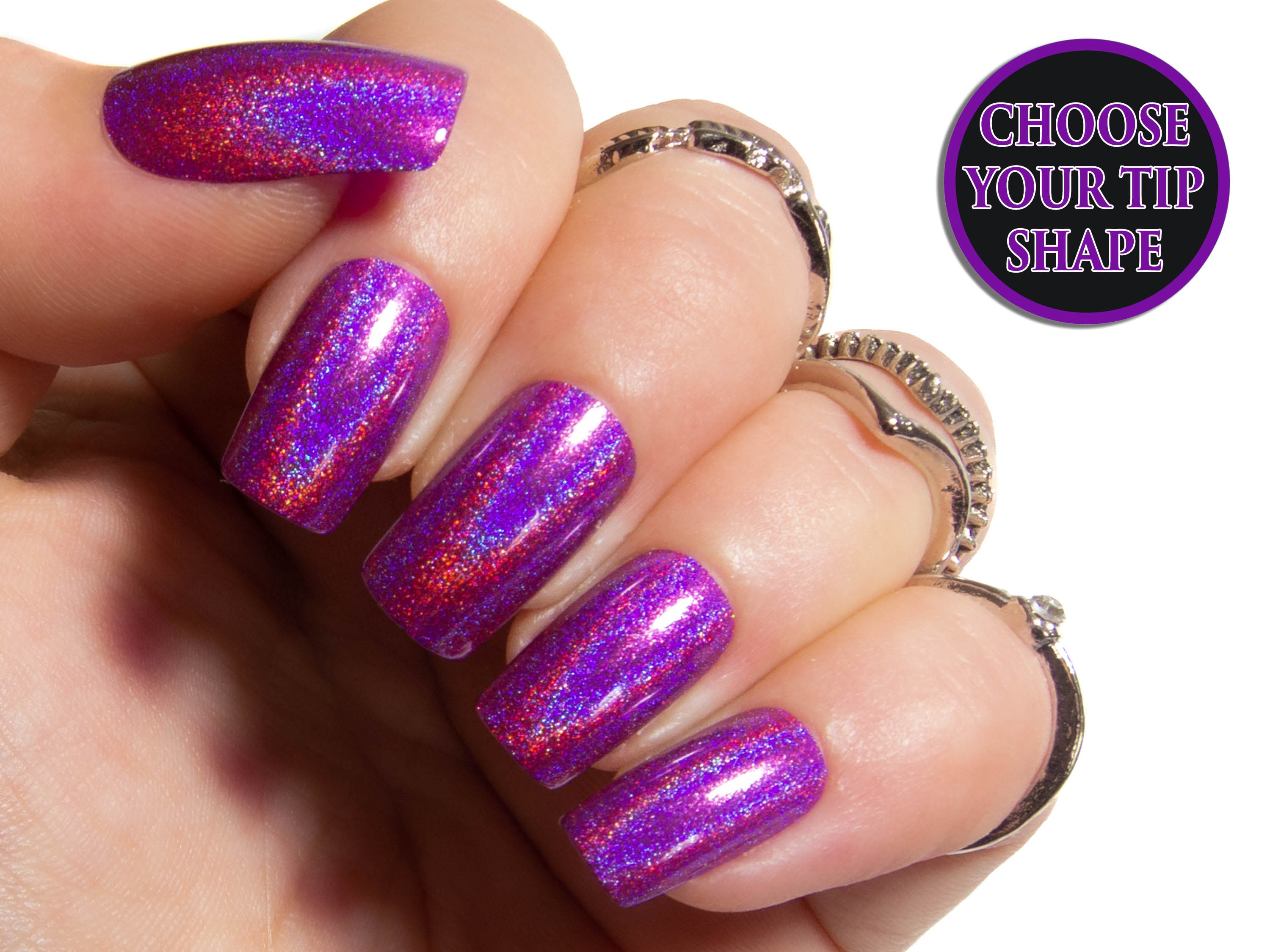 Holographic Nail False Nails Short Acrylic Nail Set Fake - Etsy Holographic Nail False Nails Short Acrylic Nail Set Fake - Etsy